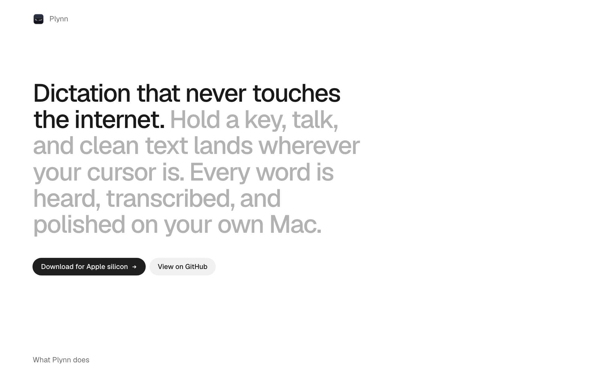 Plynn landing page