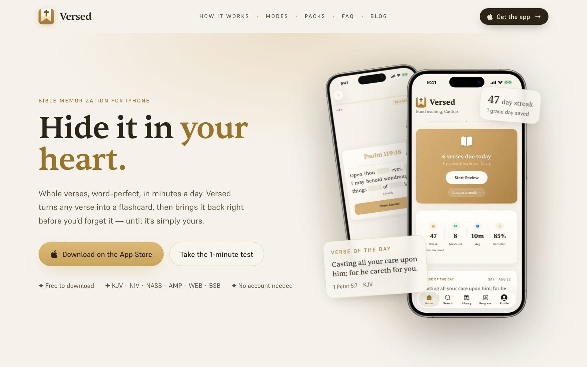 Versed landing page